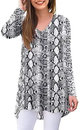 POPYOUNG Women Tunic Top Wear with Leggings Casual Outfits | Long Sleeve | Loose Fit | Extra Length Shirts | Flowy Dressy | Fall Winter | V neck - POPYOUNG