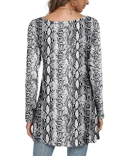 POPYOUNG Women's Long Sleeve Tunic Tops Fall Shirts to Wear with Leggings Loose Fit Dressy V-Neck Blouse M-5XL - 3