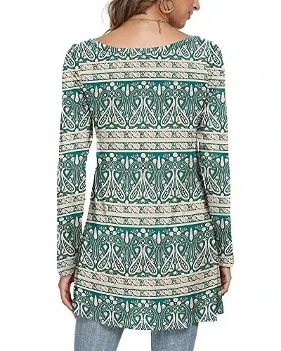 POPYOUNG Women's Long Sleeve Tunic Tops Fall Shirts to Wear with Leggings Loose Fit Dressy V-Neck Blouse M-5XL - 3