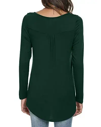 POPYOUNG Women's Long Sleeves Tunic Tops to Wear with Leggings Loose Fit Dressy Shirts Fall Casual Swing Blouse - MODAZONE (1)