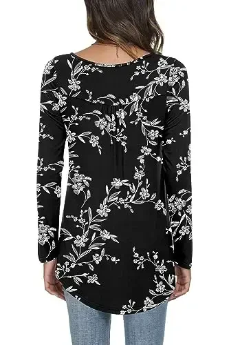 POPYOUNG Women's Long Sleeves Tunic Tops to Wear with Leggings Loose Fit Dressy Shirts Fall Casual Swing Blouse - MODAZONE (1)