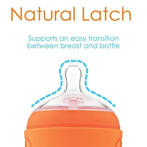 PopYum 5 oz Orange Anti-Colic Formula Making/Mixing/Dispenser Baby Bottles, 3-Pack with #1 Slow Flow Nipples, 150 ml, BPA-Free, Natural Latch - 5