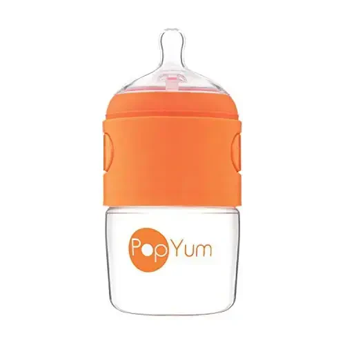 PopYum 5 oz Orange Anti-Colic Formula Making/Mixing/Dispenser Baby Bottle with #1 Slow Flow Nipple, 150 ml, BPA-Free, Natural Latch - POPYUM