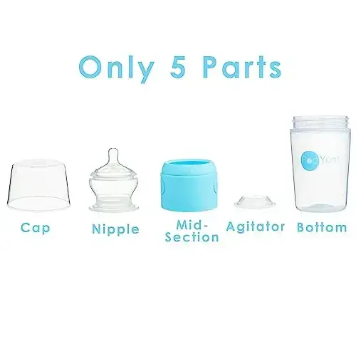 PopYum 9 oz Blue Anti-Colic Formula Making/Mixing/Dispenser Baby Bottles, 2-Pack with #2 Medium Flow Nipples, 260 ml, BPA-Free, Natural Latch - 5
