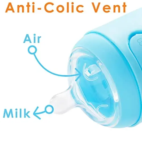 PopYum 266 ml Mavi Kolik Önleyici Mama Hazırlama/Karıştırma/Dağıtıcı Biberonlar, Orta Akışlı 2 Numara Emzikli 3'lü Paket, BPA İçermez, Doğal Kavrama - 4