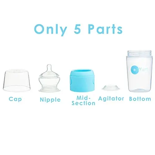 PopYum 266 ml Mavi Kolik Önleyici Mama Hazırlama/Karıştırma/Dağıtıcı Biberonlar, Orta Akışlı 2 Numara Emzikli 3'lü Paket, BPA İçermez, Doğal Kavrama - 5