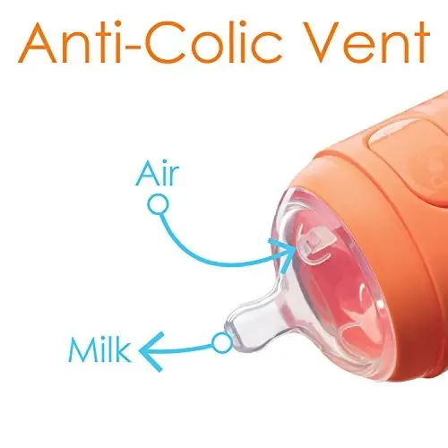 PopYum 9 oz Orange Anti-Colic Formula Making/Mixing/Dispenser Baby Bottles, 2-Pack with #2 Medium Flow Nipples, 260 ml, BPA-Free, Natural Latch - 4