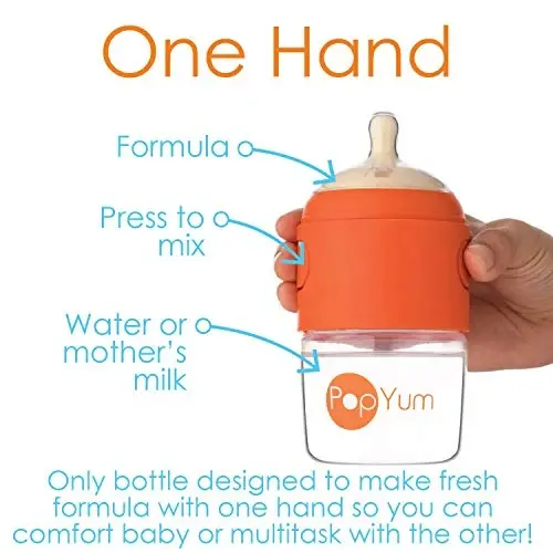 PopYum 5 oz Orange Anti-Colic Formula Making/Mixing/Dispenser Baby Bottle with #1 Slow Flow Nipple, 150 ml, BPA-Free, Natural Latch - 2