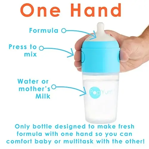 PopYum 9 oz Blue Anti-Colic Formula Making/Mixing/Dispenser Baby Bottles, 3-Pack with #2 Medium Flow Nipples, 260 ml, BPA-Free, Natural Latch - 2
