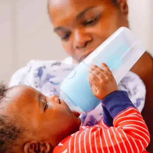 PopYum 9 oz Moviy Anti-Colic Formula Tayyorlash/Aralashtirish/Dispenser Bolalar Butilkalari, #2 O'rta Oqimli So'rg'ichli 3 dona, 260 ml, BPA-siz, Tabiiy Qulf - 3