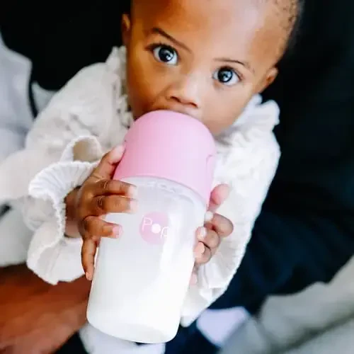 PopYum Pink Formula Baby Idishni Tayyorlash Boshlang'ich To'plami, 4 dona, #1 Sekin Oqimli Emzikli 2X 5oz Shisha + #2 O'rta Oqimli Emzikli 2X 9oz Shisha, Aralashtirish, Dispenser - 2