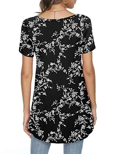 POPYUNG Women's long Tunic Tops to Wear with Leggings Summer Short Sleeve Loose Fit Dressy Shirts M-5XL - 4