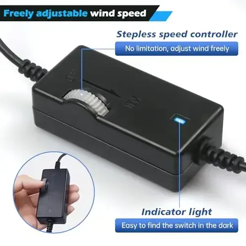 Poraxy Car Fan, 12V Cooling Fans for Backseat for Kids, Headrest 360 Degree Rotatable Dual Head Back Seat Fan Stepless Speed Vehicles Rear Seat Air Fan for Sedan SUV RV - Poraxy (1)