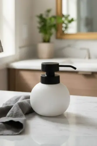 Porcelain Liquid Soap Dispenser Detergent Holder Chubby White Liquid Soap Dispenser-White 