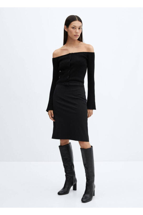 Porlab turgan ochiq yelkali kardigan - 2