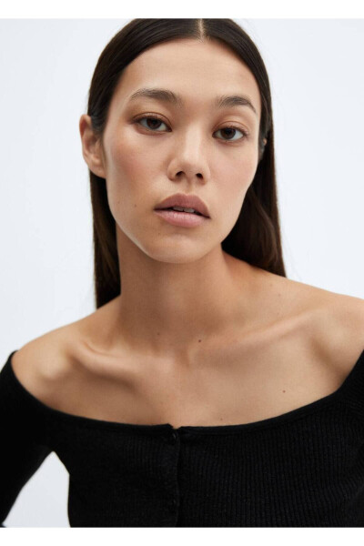 Porlab turgan ochiq yelkali kardigan - 7