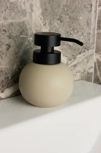 Porselen Sıvı Sabunluk Deterjanlık Tombul Taş Rengi Sıvı Sabunluk - Taş Rengi 