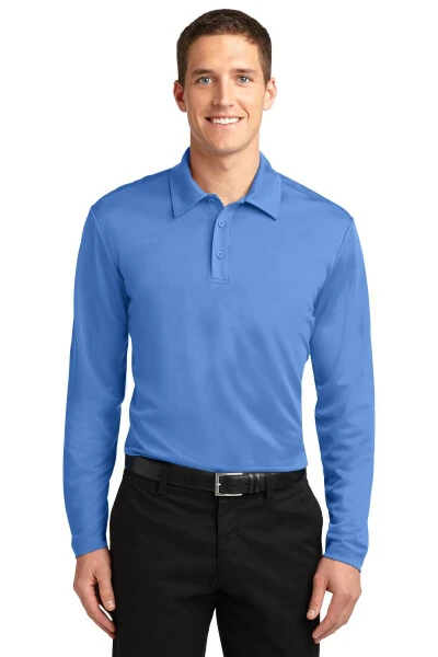 Port Authority K540LS Mens Silk Touch Performance Long Sleeve Polo T-Shirt, Carolina Blue - 2XL - PORT AUTHORITY (1)