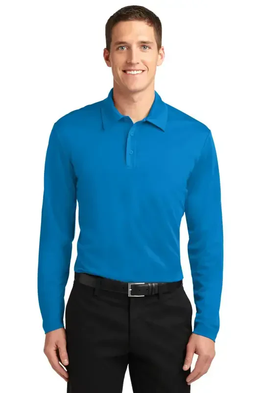 Port Authority Mens Silk Touch Performance Long Sleeve Polo- - 1