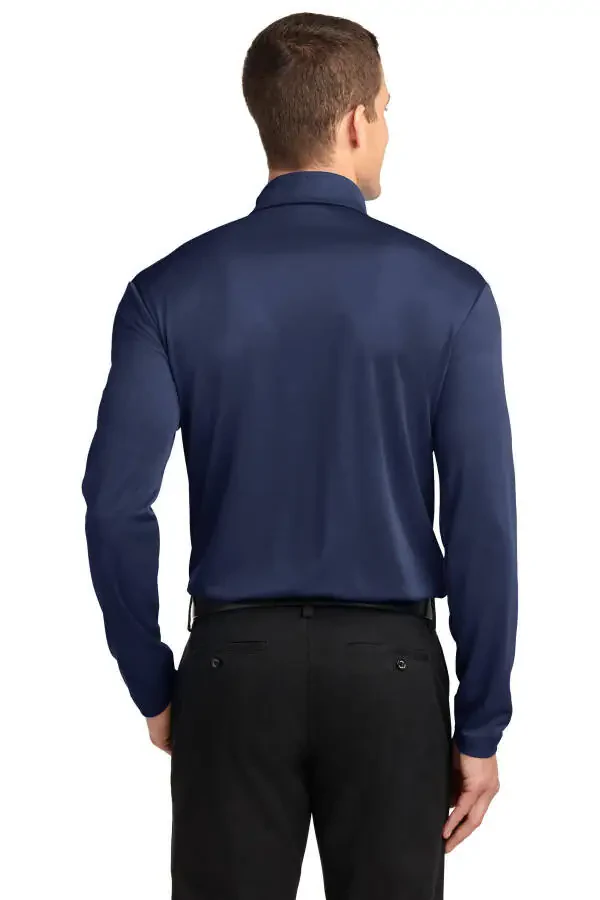 Port Authority Silk Touch Performance Long Sleeve Polo-L (Navy)- - 2