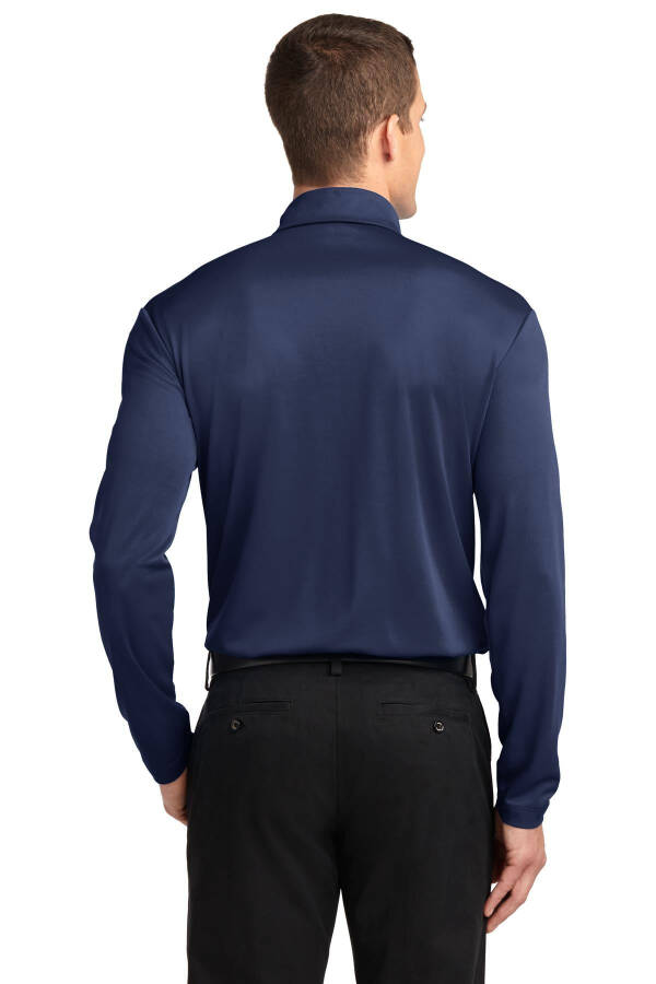 Port Authority Silk Touch Performance Long Sleeve Polo-L (Navy)- - 2