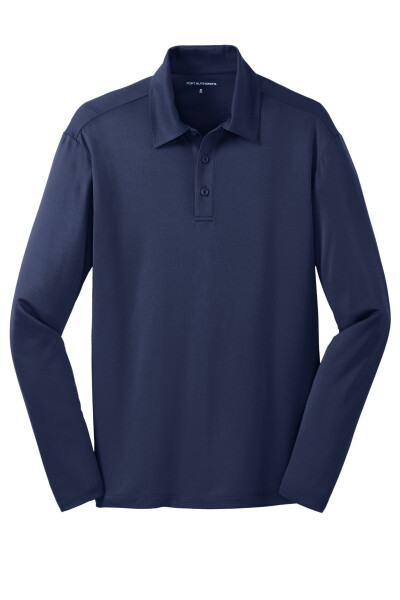 Port Authority Silk Touch Performance Long Sleeve Polo-L (Navy)- - 5
