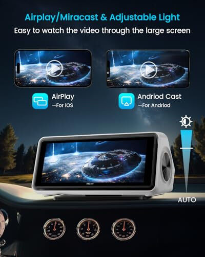 Portable Apple CarPlay Screen for Car, Touch Screen with Wireless Android Auto, Car Audio Receivers with Voice Control, Mirror Link, Music Play, GPS Navigation, Built-in Customized Speakers (White) - 4