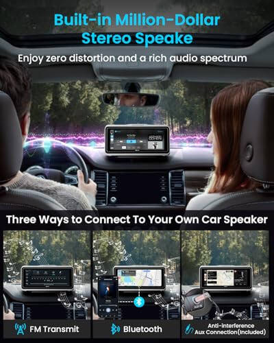 Portable Apple CarPlay Screen for Car, Touch Screen with Wireless Android Auto, Car Audio Receivers with Voice Control, Mirror Link, Music Play, GPS Navigation, Built-in Customized Speakers (White) - 5