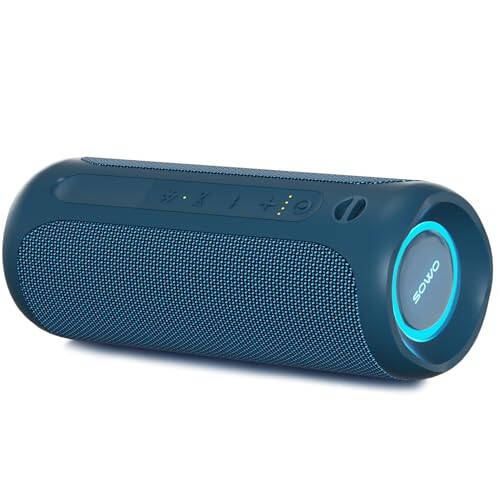 Portable Bluetooth Speaker, IPX7 Waterproof Wireless Bluetooth Speaker, Bassboom Technology, 25W Loud Stereo Sound, LED Light with TWS Pairing, 16H Playtime for Home and Outdoor - Blue - 1