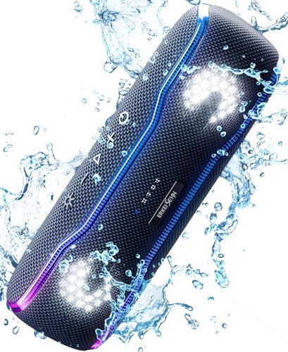 Portable Bluetooth Speaker, IPX7 Waterproof Wireless Speaker with Colorful Flashing Lights, 25W Super Bass 24H Playtime, 100ft Range, TWS Pairing for Outdoor, Home, Party, Beach, Travel - 8