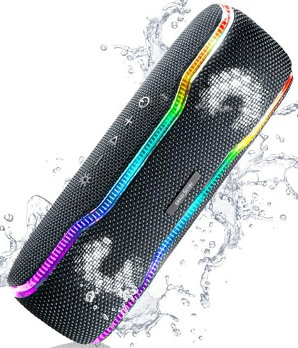 Portable Bluetooth Speaker, IPX7 Waterproof Wireless Speaker with Colorful Flashing Lights, 25W Super Bass 24H Playtime, 100ft Range, TWS Pairing for Outdoor, Home, Party, Beach, Travel - 13