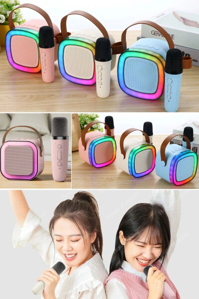 Portable Bluetooth Speaker Wireless Karaoke Christmas Music Fun Bluetooth Speaker with Microphone - 3