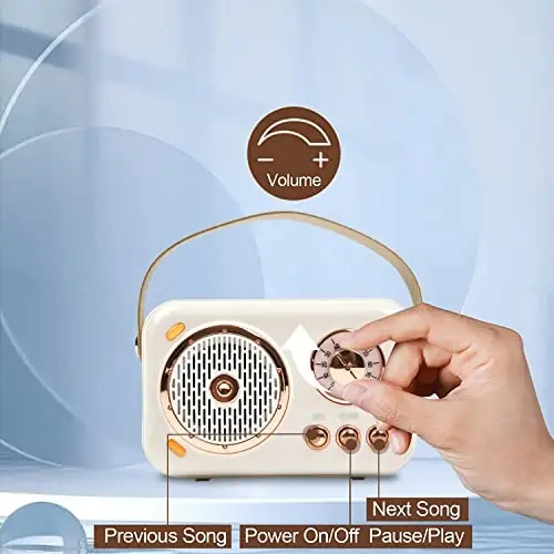 Portable Bluetooth Speaker with Microphone Set,Retro Bluetooth Speaker with Home Karaoke Machine,Portable Handheld Karaoke Mics Speaker Machine for Kids and Adults Home Party Birthday(White) - 3