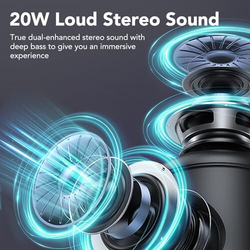 Portable Bluetooth Speakers, IPX7 Waterproof Speaker Bluetooth Wireless, 20W Loud Stereo Sound, 24H Playtime, RGB Lights, Double Pairing, Bluetooth 5.3 Wireless Speaker for Travel Outdoor Home Party - 8