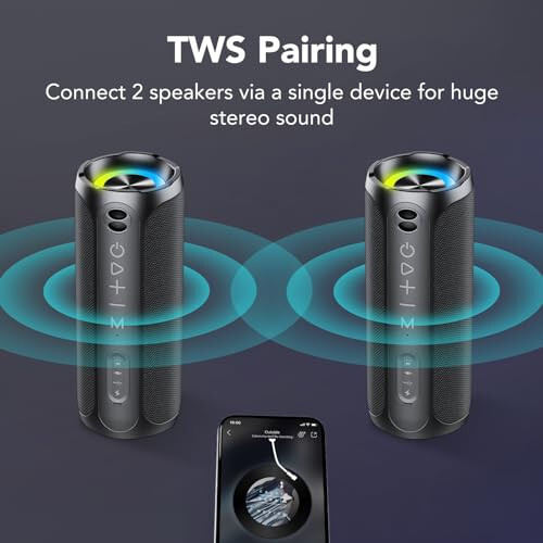 Portable Bluetooth Speakers, IPX7 Waterproof Speaker Bluetooth Wireless, 20W Loud Stereo Sound, 24H Playtime, RGB Lights, Double Pairing, Bluetooth 5.3 Wireless Speaker for Travel Outdoor Home Party - 13