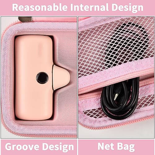 Portable Charger Power Bank Case for 2PCS Swyop/Feob/Charmast/JEJILL/LanLuk/VEGER/iWALK/Taegila/Kuulaa and More Small Charging Battery Pack - Bag Only (Pink) - 3