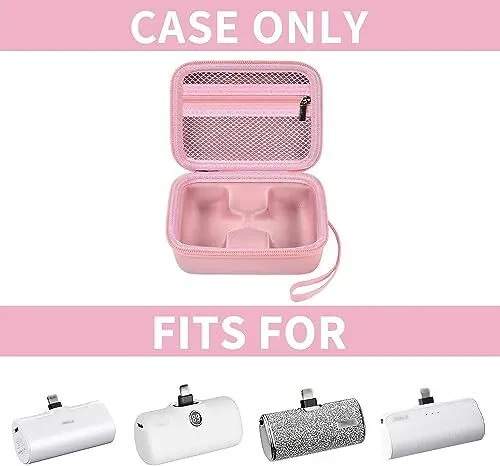 Portable Charger Power Bank Case for 2PCS Swyop/Feob/Charmast/JEJILL/LanLuk/VEGER/iWALK/Taegila/Kuulaa and More Small Charging Battery Pack - Bag Only (Pink) - Portable (1)