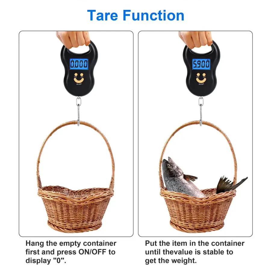 Portable Fishing Scale, EEEkit 110lb Digital Hanging Hook Scale with Backlit LCD Display for Luggage - 4