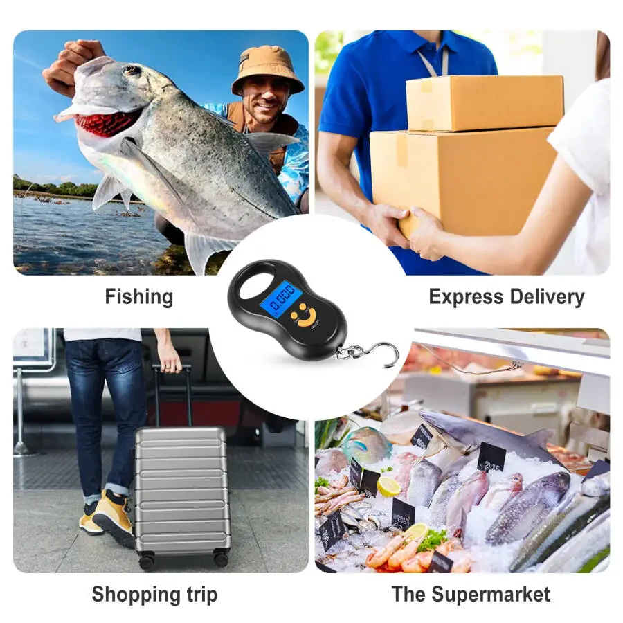 Portable Fishing Scale, EEEkit 110lb Digital Hanging Hook Scale with Backlit LCD Display for Luggage - 7