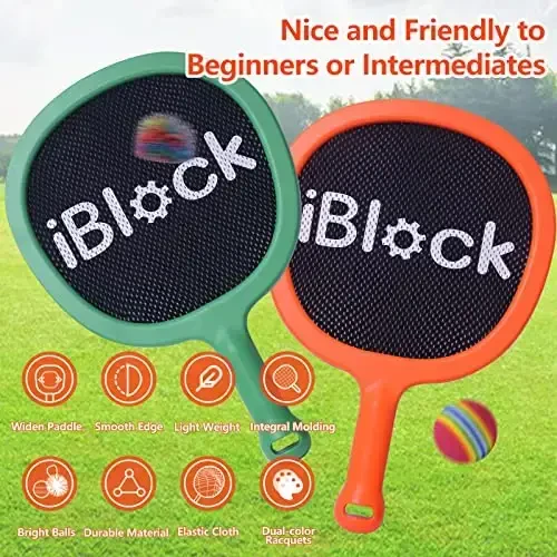 Portable Paddles and Bouncy Balls Set for Kids or Adults’ Indoor Outdoor Activities, Sport Game for Beginner or Intermediate Fun Play, Swing Racket in Beach Pool Backyard Playground Lawn Park or Court - 3