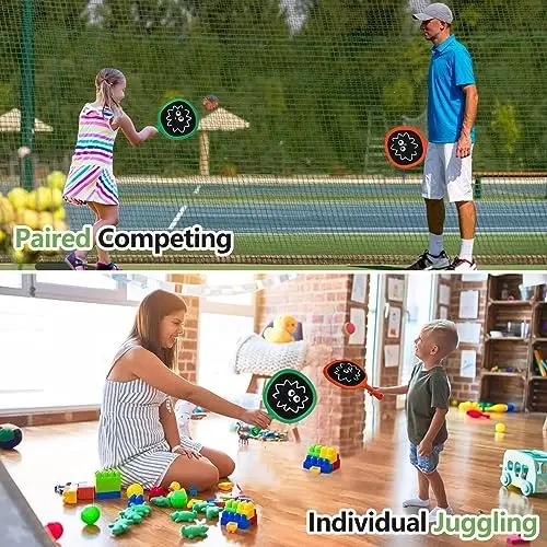 Portable Paddles and Bouncy Balls Set for Kids or Adults’ Indoor Outdoor Activities, Sport Game for Beginner or Intermediate Fun Play, Swing Racket in Beach Pool Backyard Playground Lawn Park or Court - 1