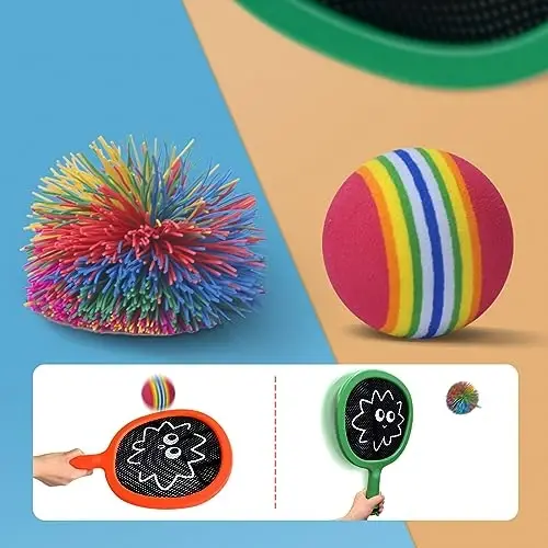 Portable Paddles and Bouncy Balls Set for Kids or Adults’ Indoor Outdoor Activities, Sport Game for Beginner or Intermediate Fun Play, Swing Racket in Beach Pool Backyard Playground Lawn Park or Court - 2
