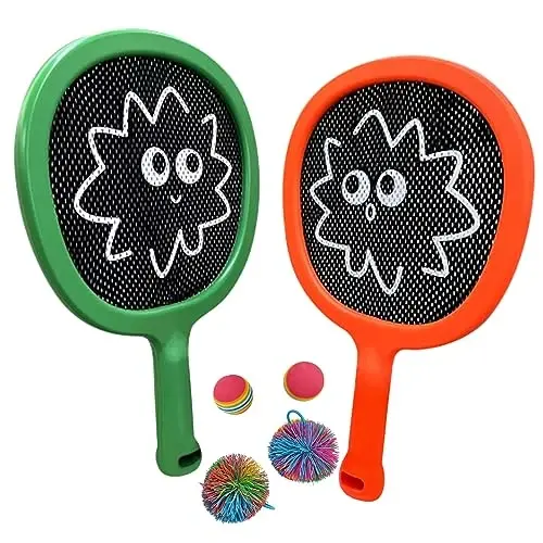Portable Paddles and Bouncy Balls Set for Kids or Adults’ Indoor Outdoor Activities, Sport Game for Beginner or Intermediate Fun Play, Swing Racket in Beach Pool Backyard Playground Lawn Park or Court - 5
