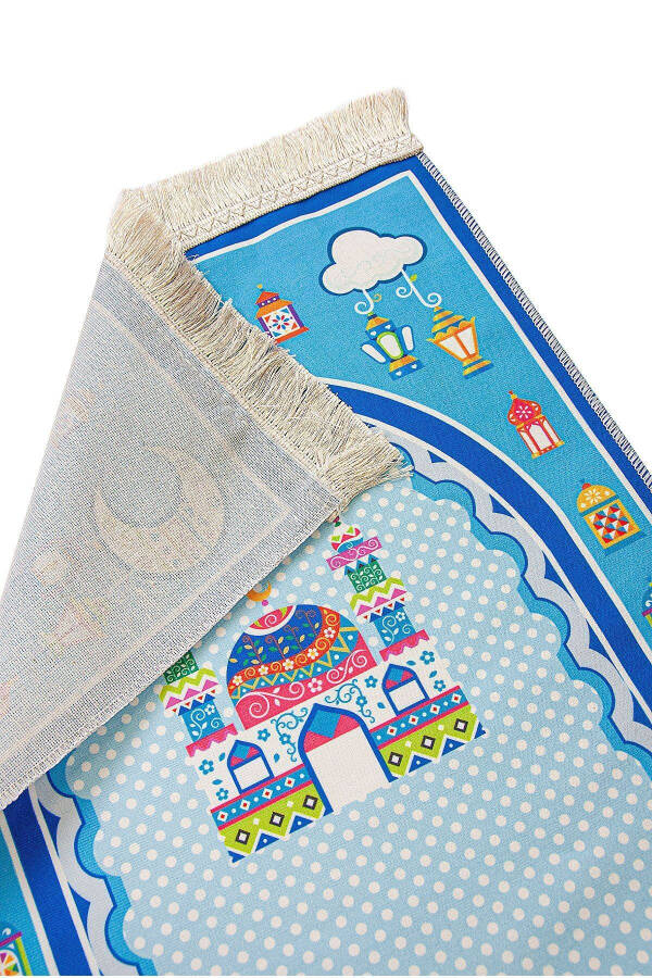 Portable Quran Learning Elif Ba Book Children's Prayer Rug Prayer Set Blue - 6