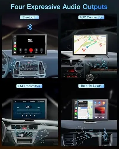 Portable Wireless CarPlay Touchscreen for Car: 4K Apple Carplay & Android Auto Car Play Screen with 4K Dash Cam/1080p Rear Camera/GPS Navigation/Bluetooth/Mirror Link/AirPlay (Black-9IN) - 5