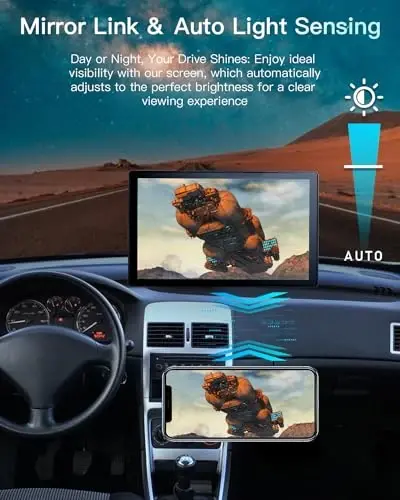 Portable Wireless CarPlay Touchscreen for Car: 4K Apple Carplay & Android Auto Car Play Screen with 4K Dash Cam/1080p Rear Camera/GPS Navigation/Bluetooth/Mirror Link/AirPlay (Black-9IN) - 6
