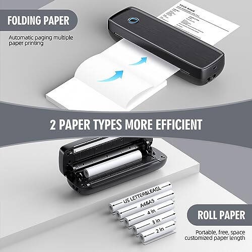 Portable Wireless Printer for Travel, Bluetooth Thermal Printer Support 8.5