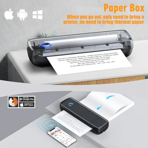 Portable Wireless Printer for Travel, Bluetooth Thermal Printer Support 8.5