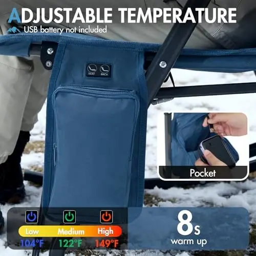 PORTAL Oversized Folding Rocking Camping Chair Portable Outdoor Rocker with High Back Hard Armrests Carry Bag, Supports 400 lbs - 5