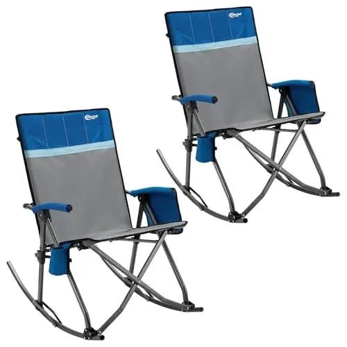 Portal Oversized Folding Rocking Camping Chair Portable 400 lbs | Folding Rocking Camping Chair Portable Outdoor Rocker with High Back Hard Armrests Carry Bag support 400 lbs 